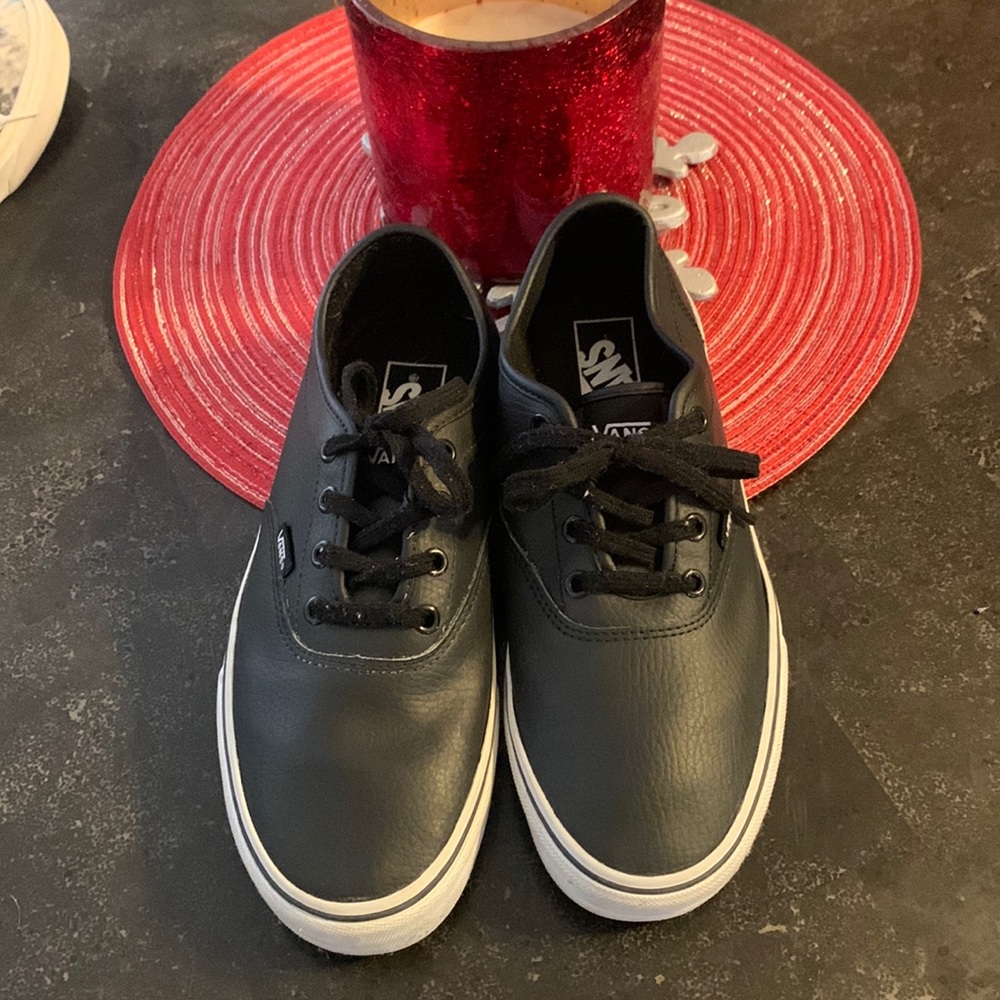 Black Leather Low Top Vans